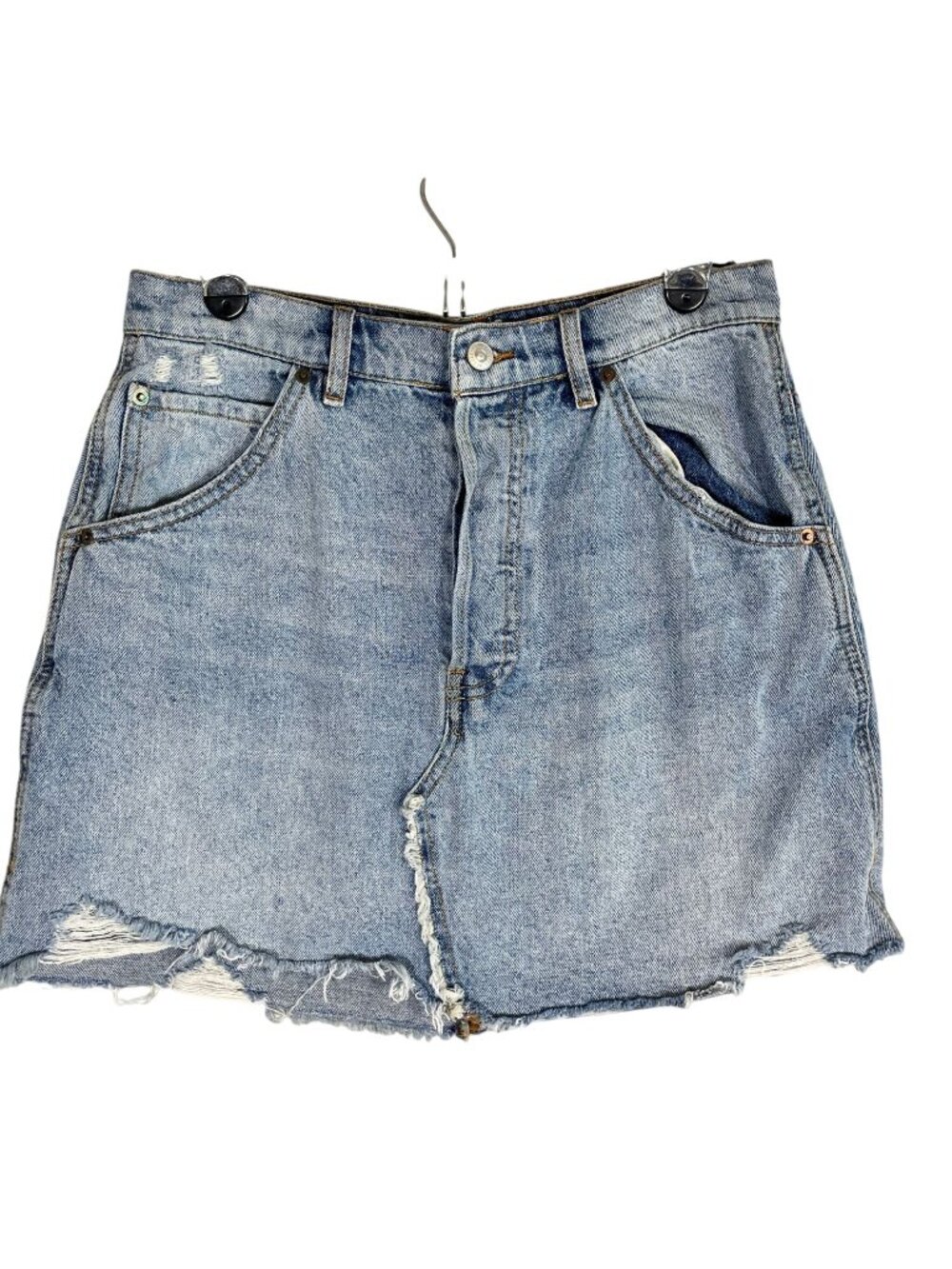 Free People Denim jean Skirt Blue 30" Western Boho Festival Cowgirl Rodeo Faded